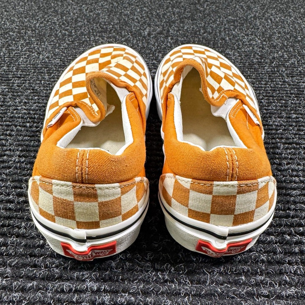 Vans Classic Slip-On Checkerboard Orange White Shoes Women's 6 Men's 4.5